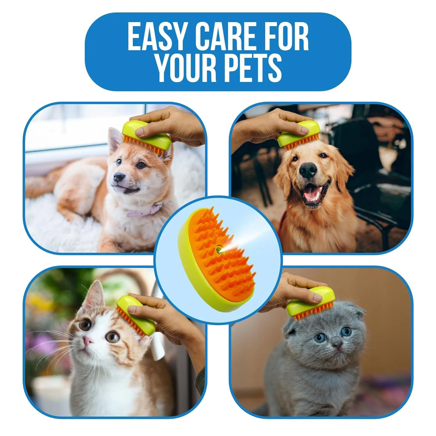 3-in-1 Cat Steamer Brush for Grooming & Hair Removal