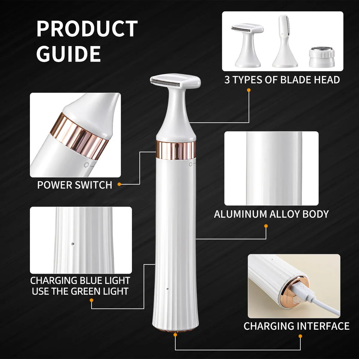 3-in-1 Electric Hair Removal Trimmer | Rechargeable Grooming Kit | Multi-Purpose Shaving & Trimming
