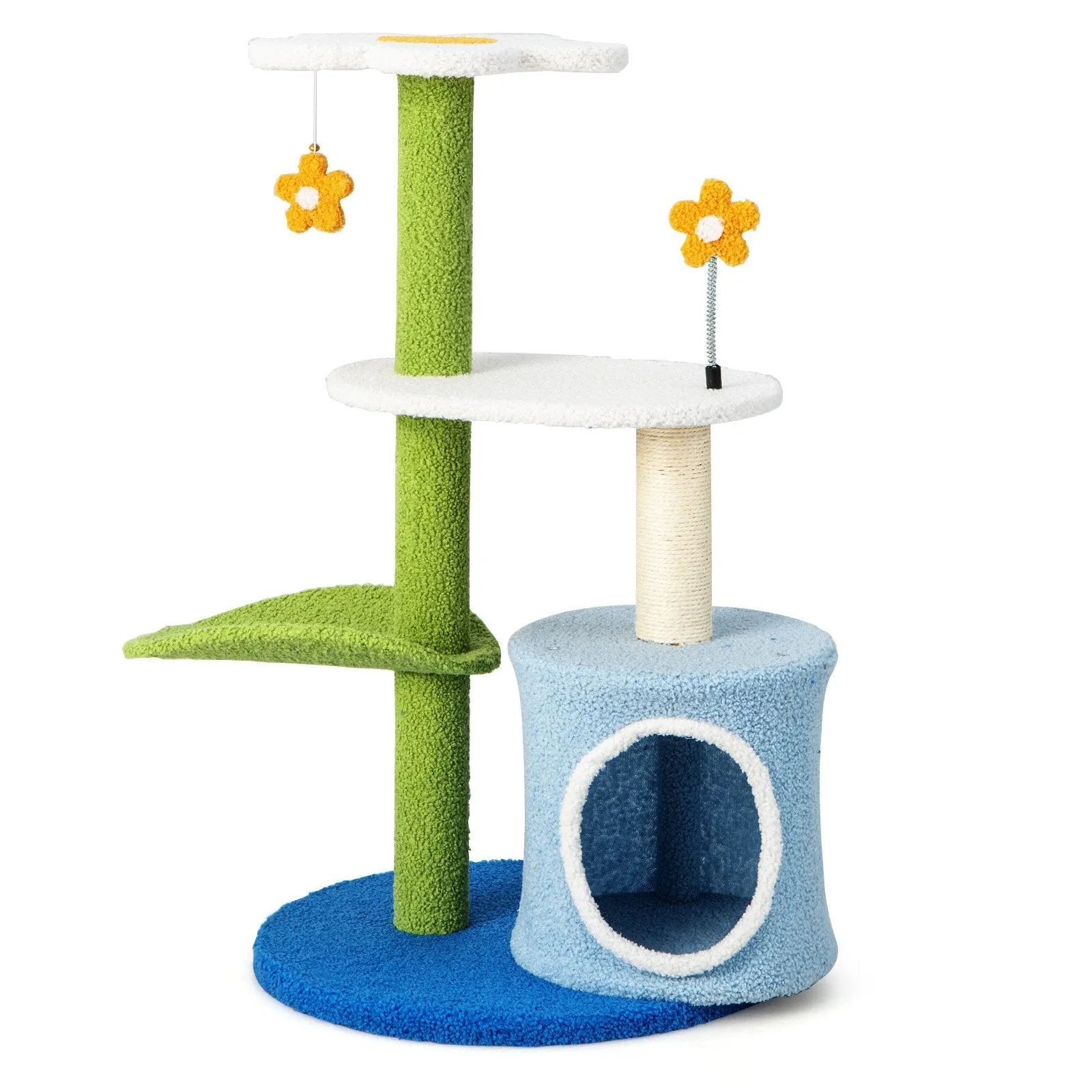 4-Tier Modern Cat Tree Tower for Indoor Cats-Blue