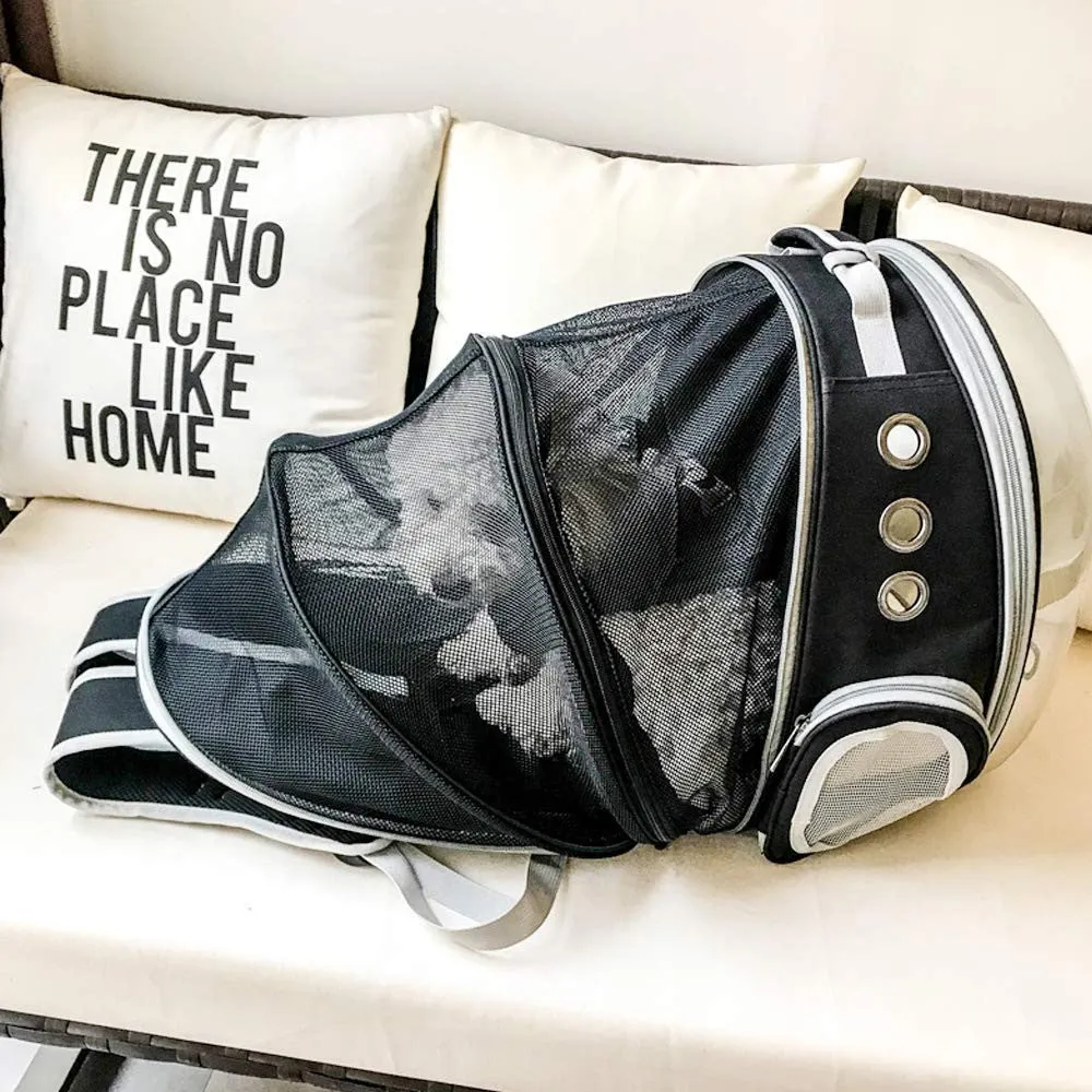 (41x36cm) Cat Bubble Backpack Pet Travel Carry Bag Expandable Carry Bag - Black
