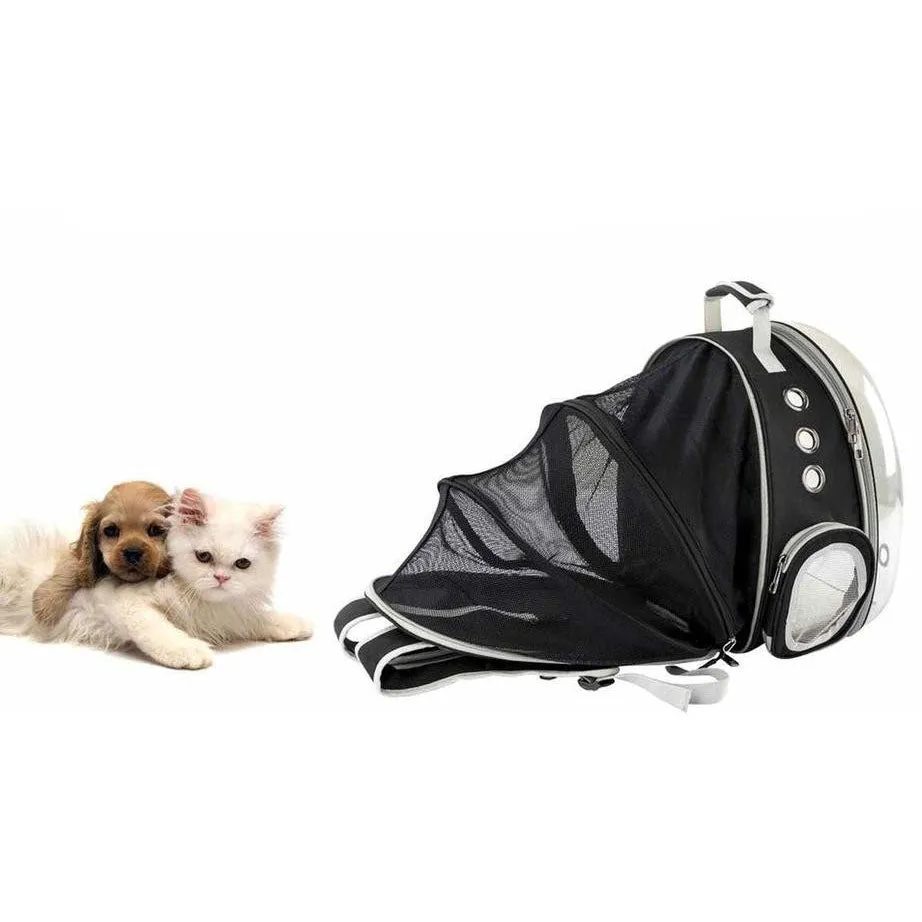 (41x36cm) Cat Bubble Backpack Pet Travel Carry Bag Expandable Carry Bag - Black