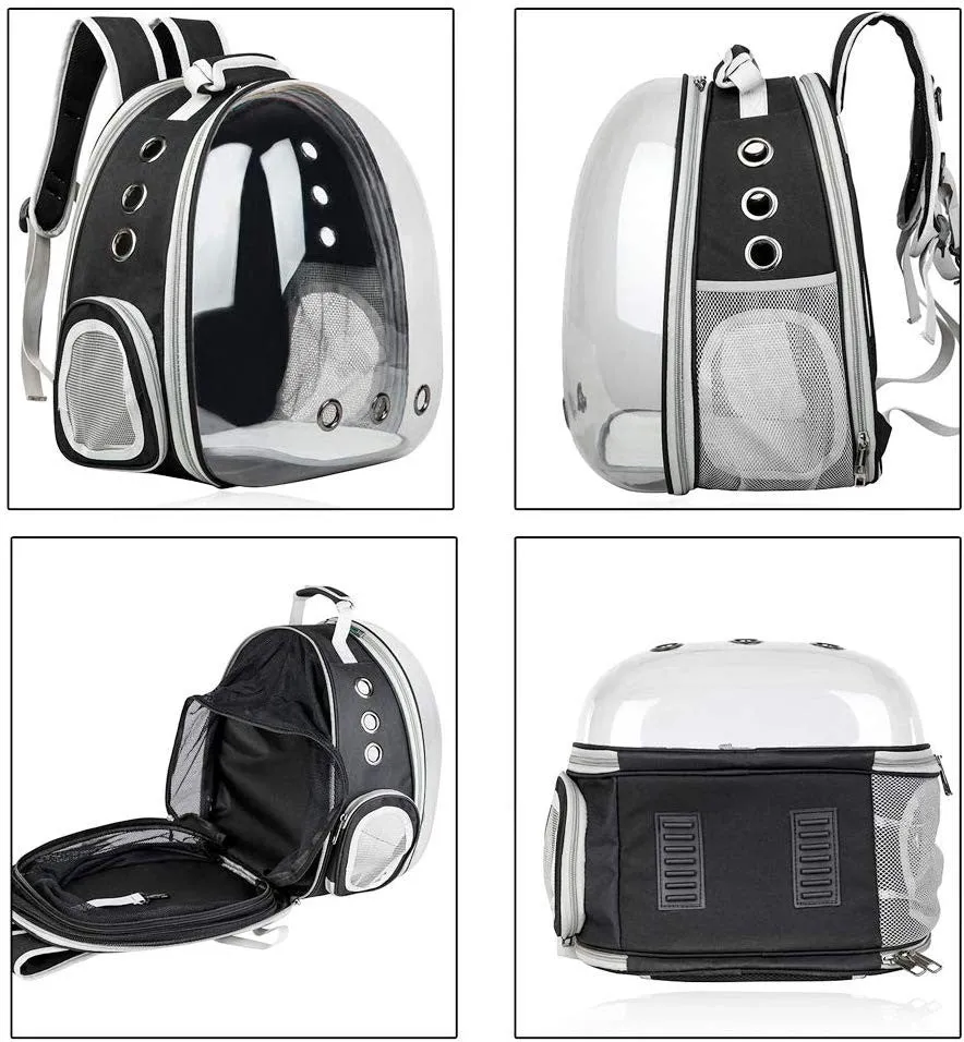 (41x36cm) Cat Bubble Backpack Pet Travel Carry Bag Expandable Carry Bag - Black