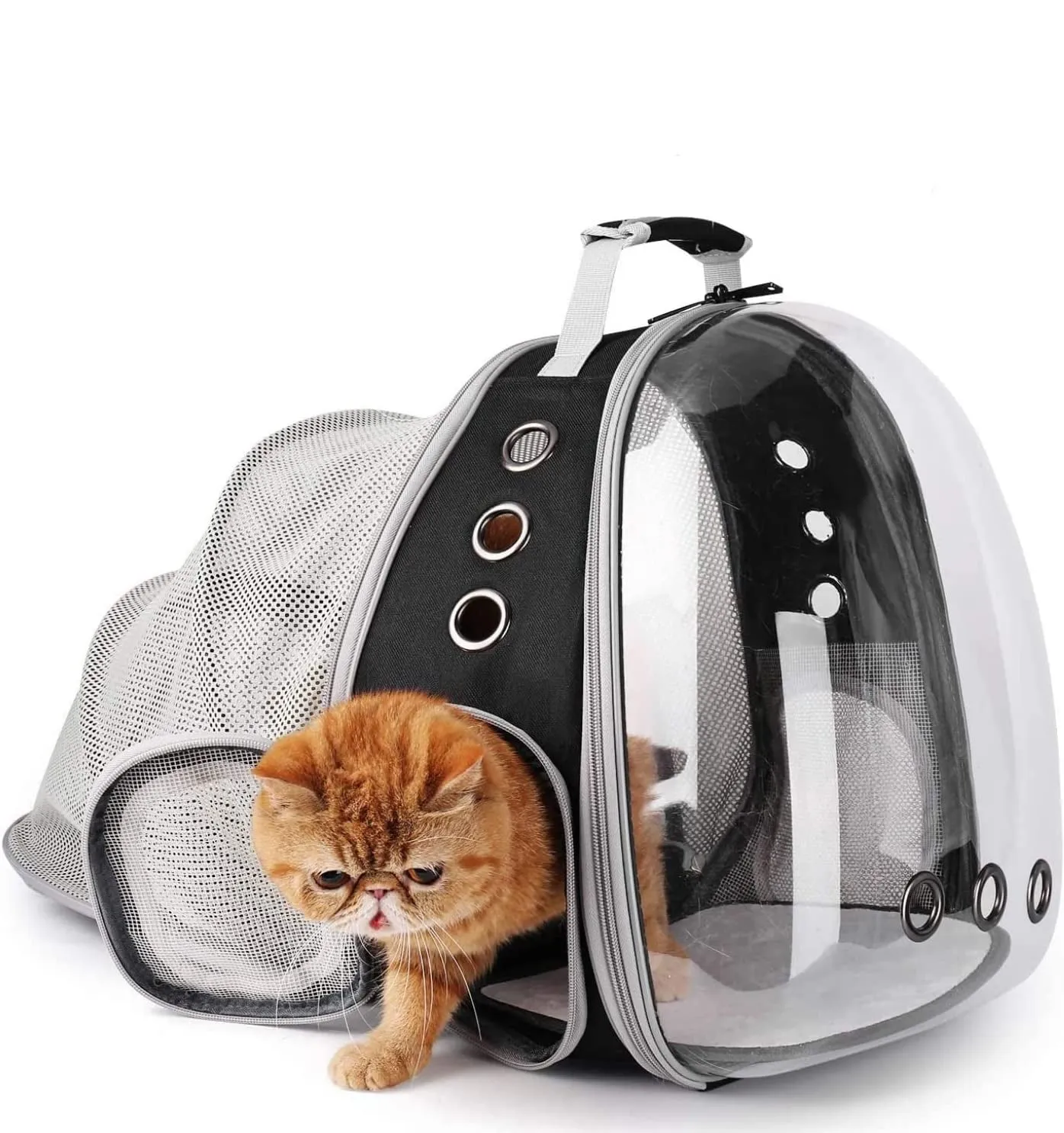 (41x36cm) Cat Bubble Backpack Pet Travel Carry Bag Expandable Carry Bag - Black