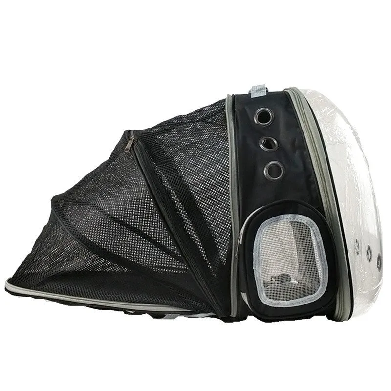 (41x36cm) Cat Bubble Backpack Pet Travel Carry Bag Expandable Carry Bag - Black