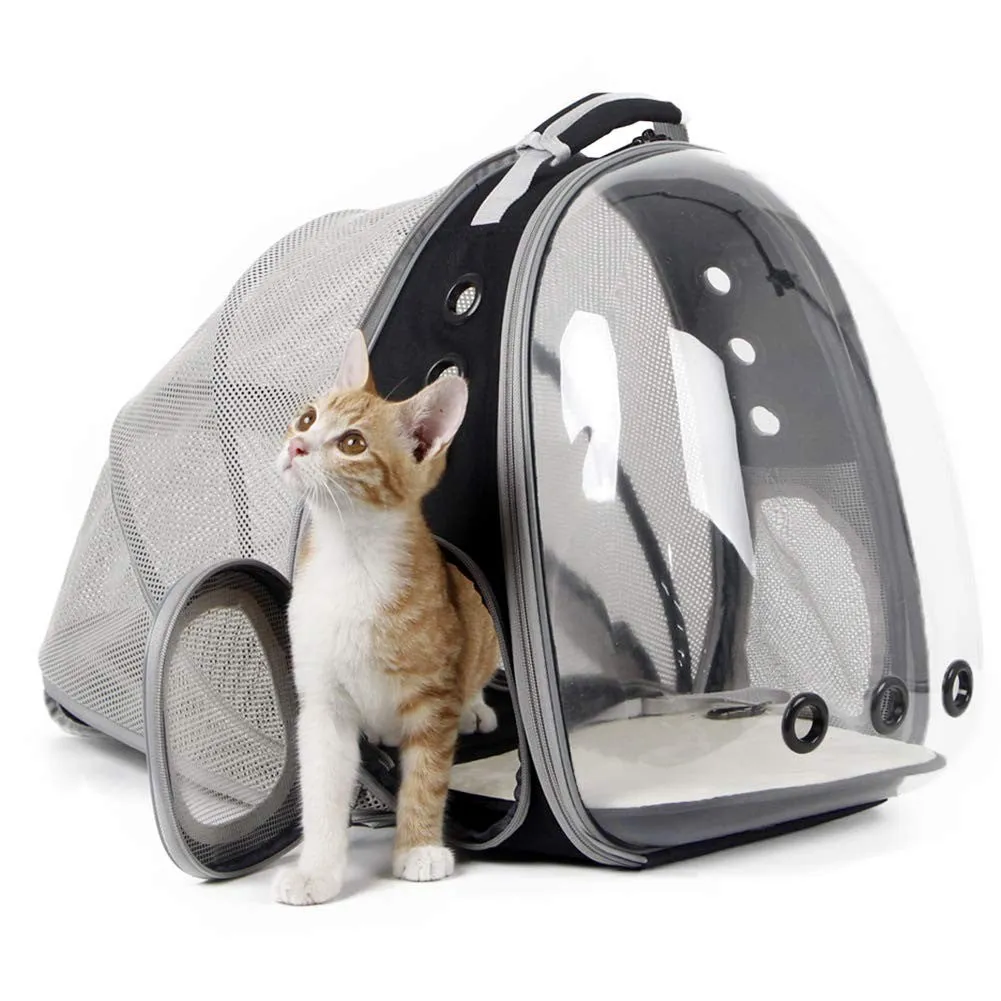 (41x36cm) Cat Bubble Backpack Pet Travel Carry Bag Expandable Carry Bag - Black