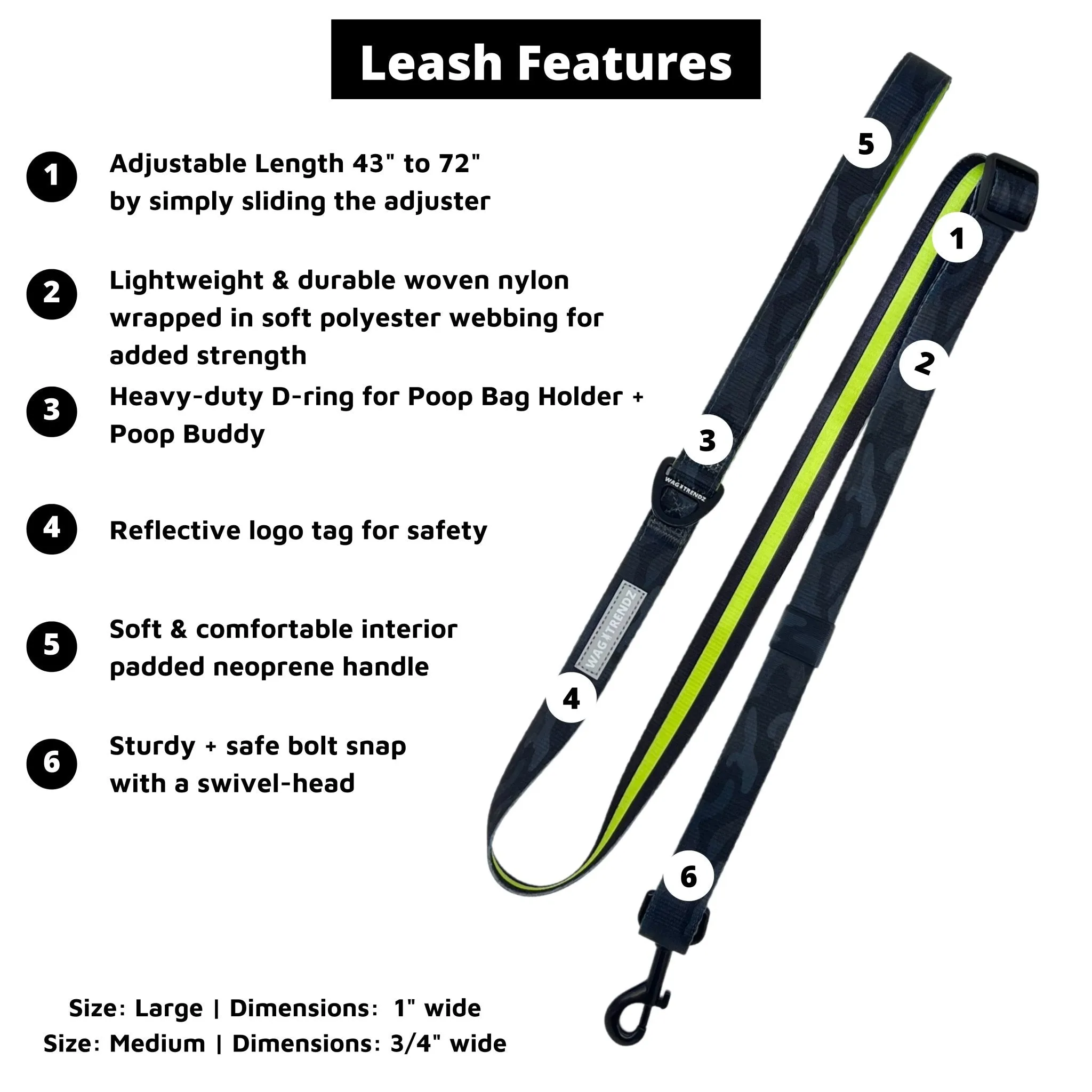 Adjustable Dog Leash | Camo Chic (SHēk) Hi-Vis