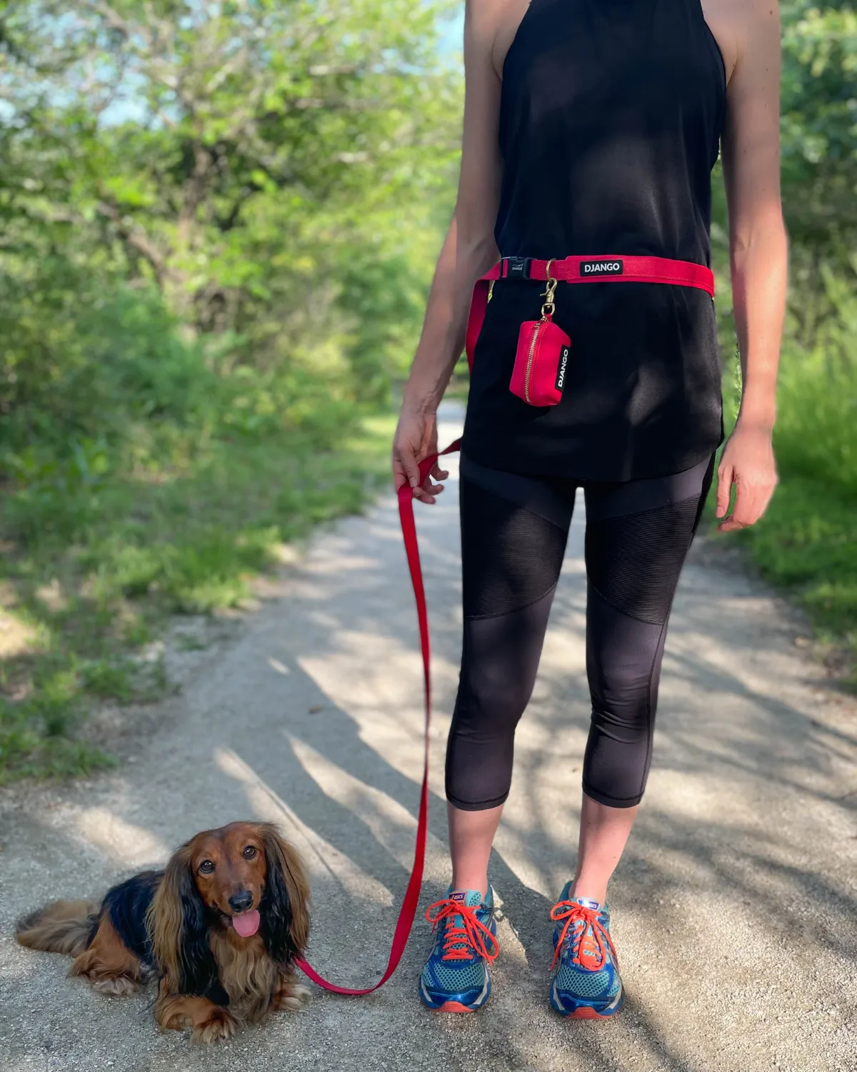 Adjustable Hands-Free Adventure Dog Leash - Crimson Red