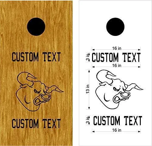 Bulls Mascot Sports Team Cornhole Board Decals Stickers Both Boards