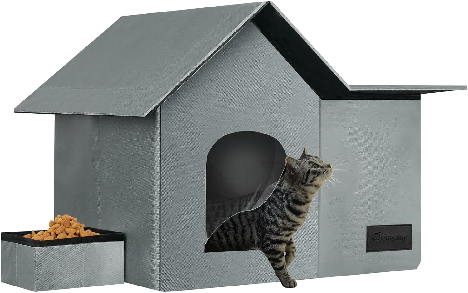 Cat Houses for Outdoor Cats-Large Weatherproof Cat Bed for Indoor Cats,Collapsible Warm Feral Cat Shelter with Removable Soft Mat and Bowl for Winter