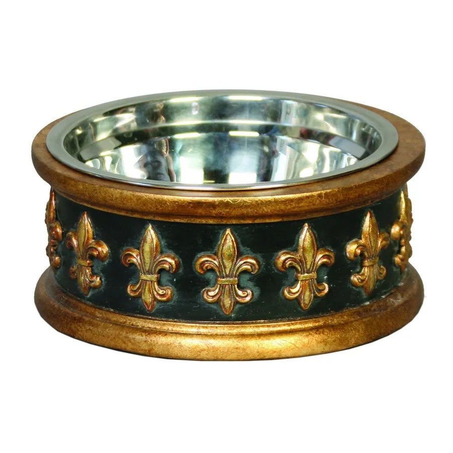 Chartres Designer Fleur de Lys Dog Bowls