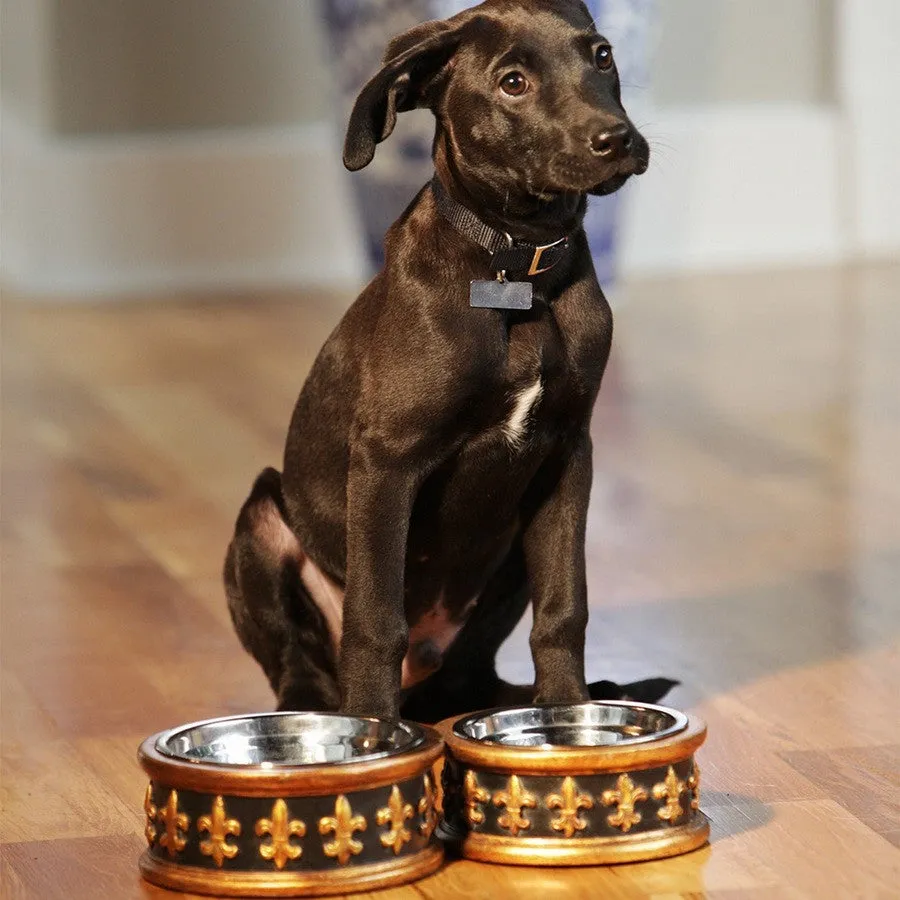 Chartres Designer Fleur de Lys Dog Bowls