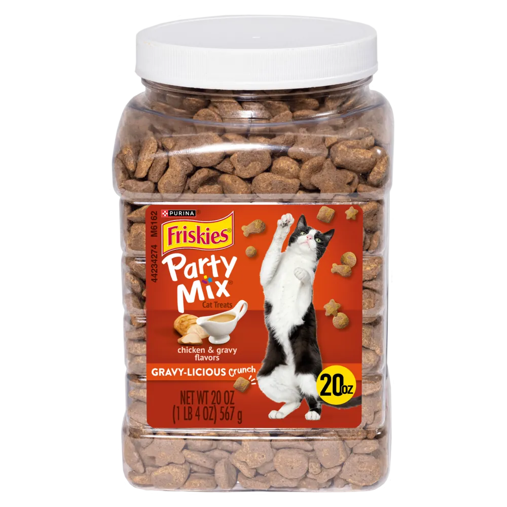Friskies Party Mix Crunch Gravylicious Chicken & Gravy Flavors Cat Treats