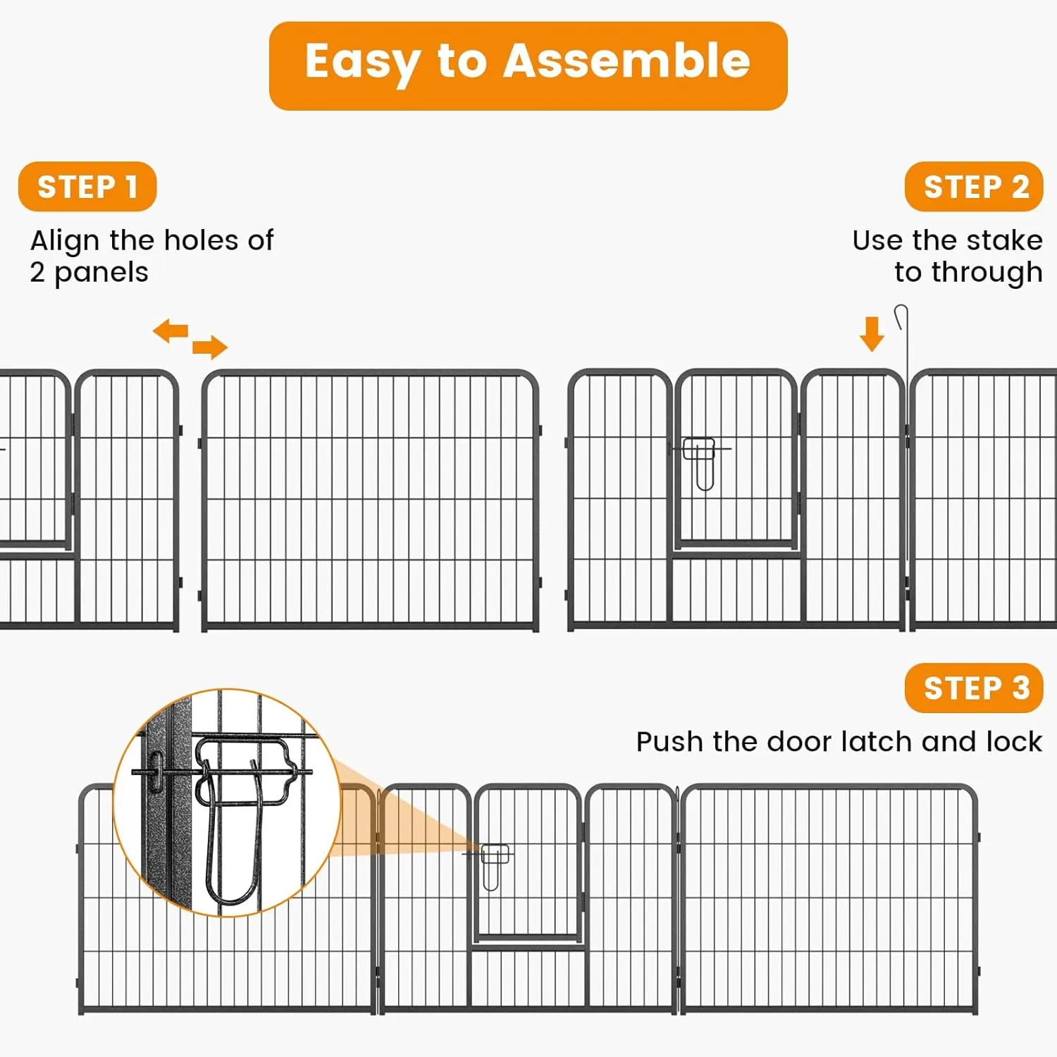 Giantex Dog Playpen Outdoor 24" H - 8 Panels Metal Pet Fence for Puppies Small Dogs, 20.5ft Total Length, Heavy Duty Dog Pen Exercise Fence with Door, Portable Dog Fence for Yard Garden RV Camping