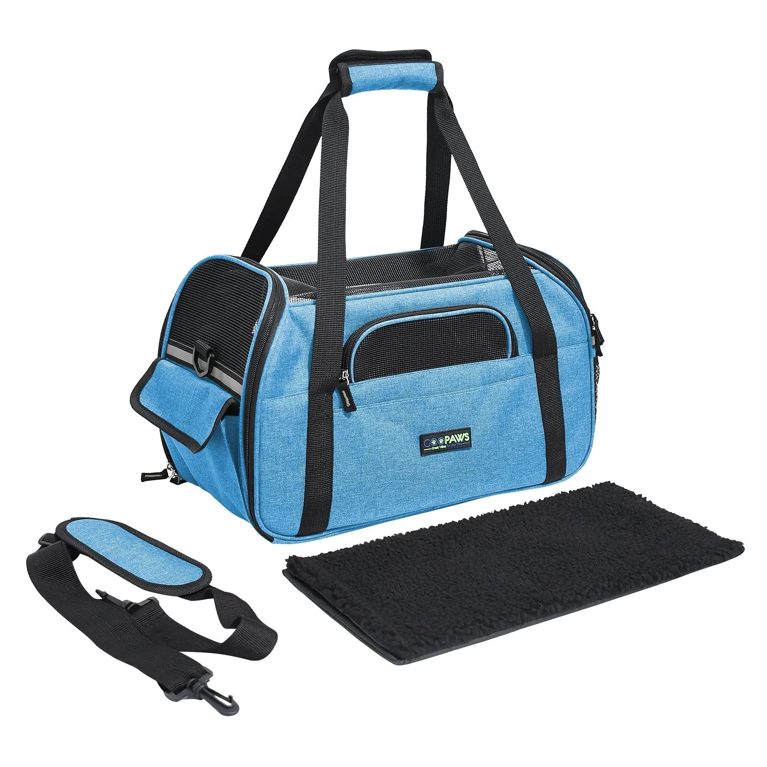 GOOPAWS Soft Sided Small Pet Carrier Ideal for Travel, Turquoise, 17"