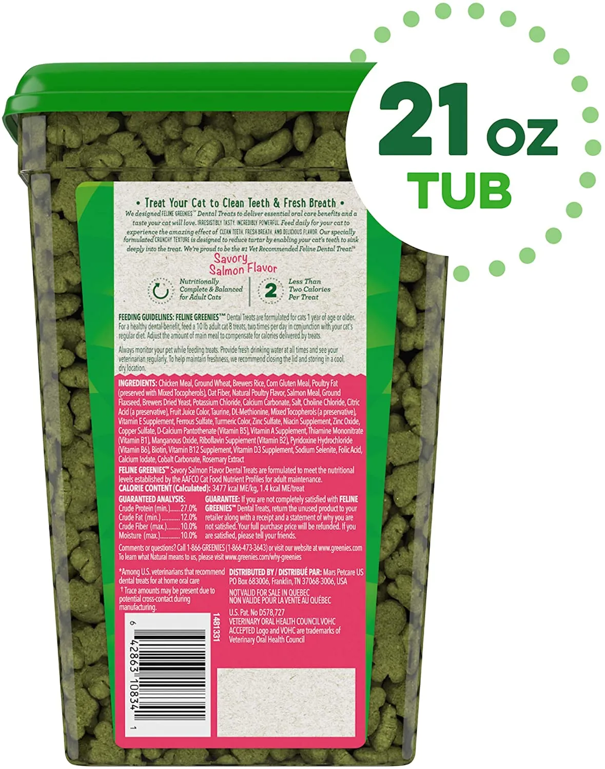 Greenies Feline Salmon Dental Cat Treats - 21 oz