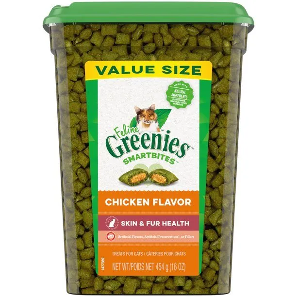 Greenies Feline SmartBites Skin & Fur Chicken Dental Cat Treats - 16 oz