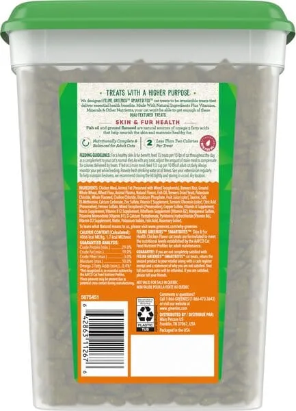 Greenies Feline SmartBites Skin & Fur Chicken Dental Cat Treats - 16 oz