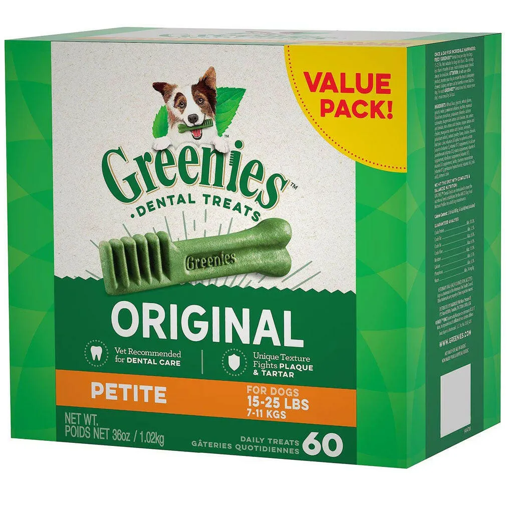 Greenies Original Dental Chews for Dogs, Treat-Pak, Petite