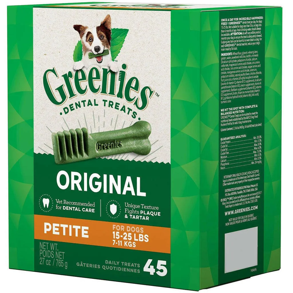 Greenies Original Dental Chews for Dogs, Treat-Pak, Petite