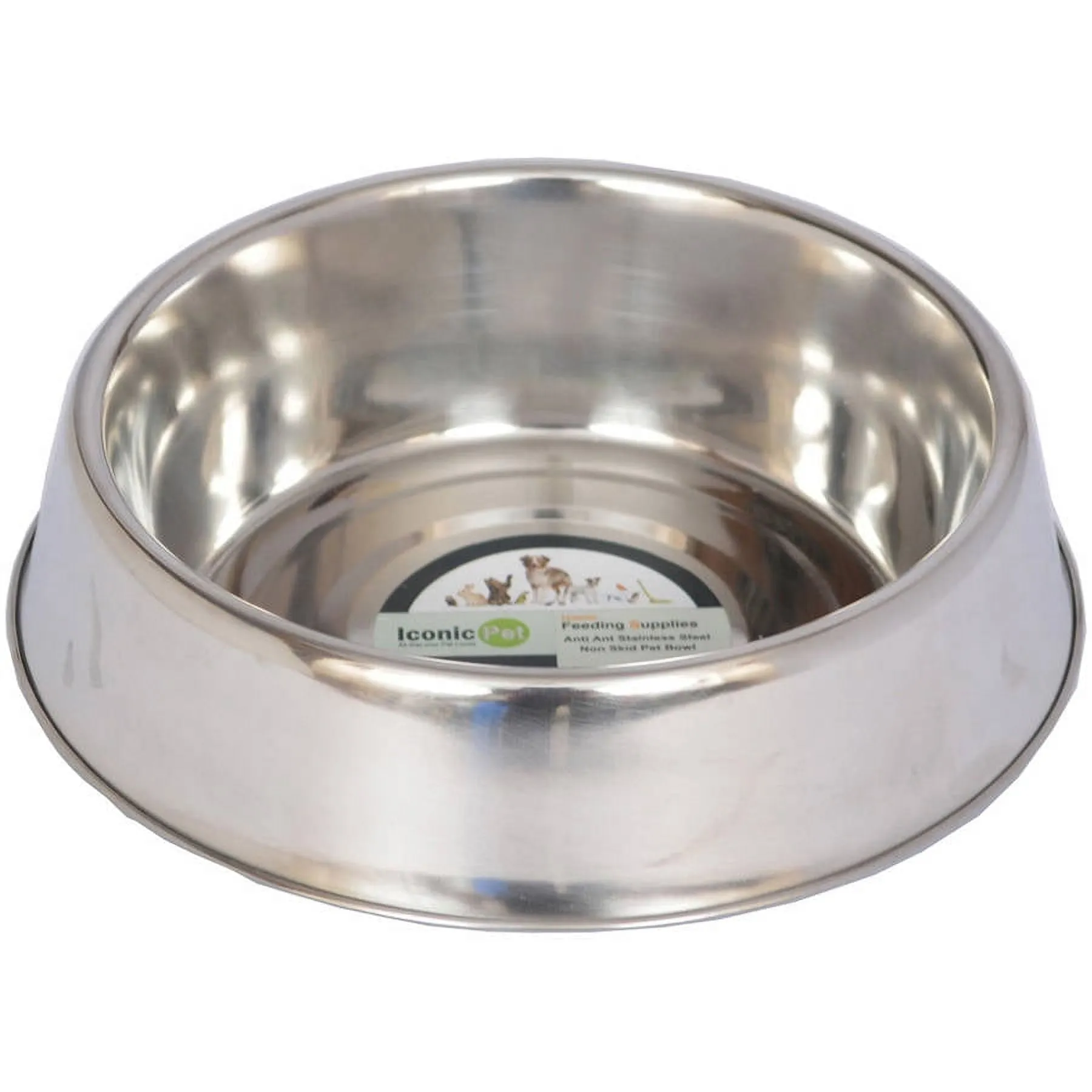 Iconic Pet Anti Ant Stainless Steel Non Skid Pet Bowl For Dog or Cat, 24 Oz, 3 Cup