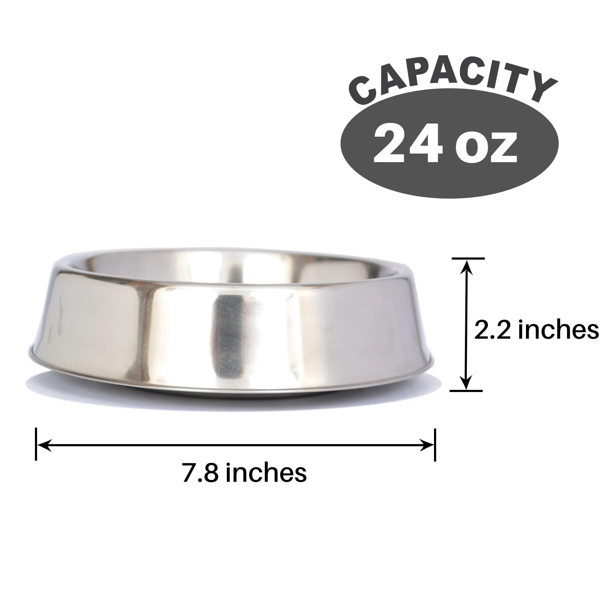 Iconic Pet Anti Ant Stainless Steel Non Skid Pet Bowl For Dog or Cat, 24 Oz, 3 Cup