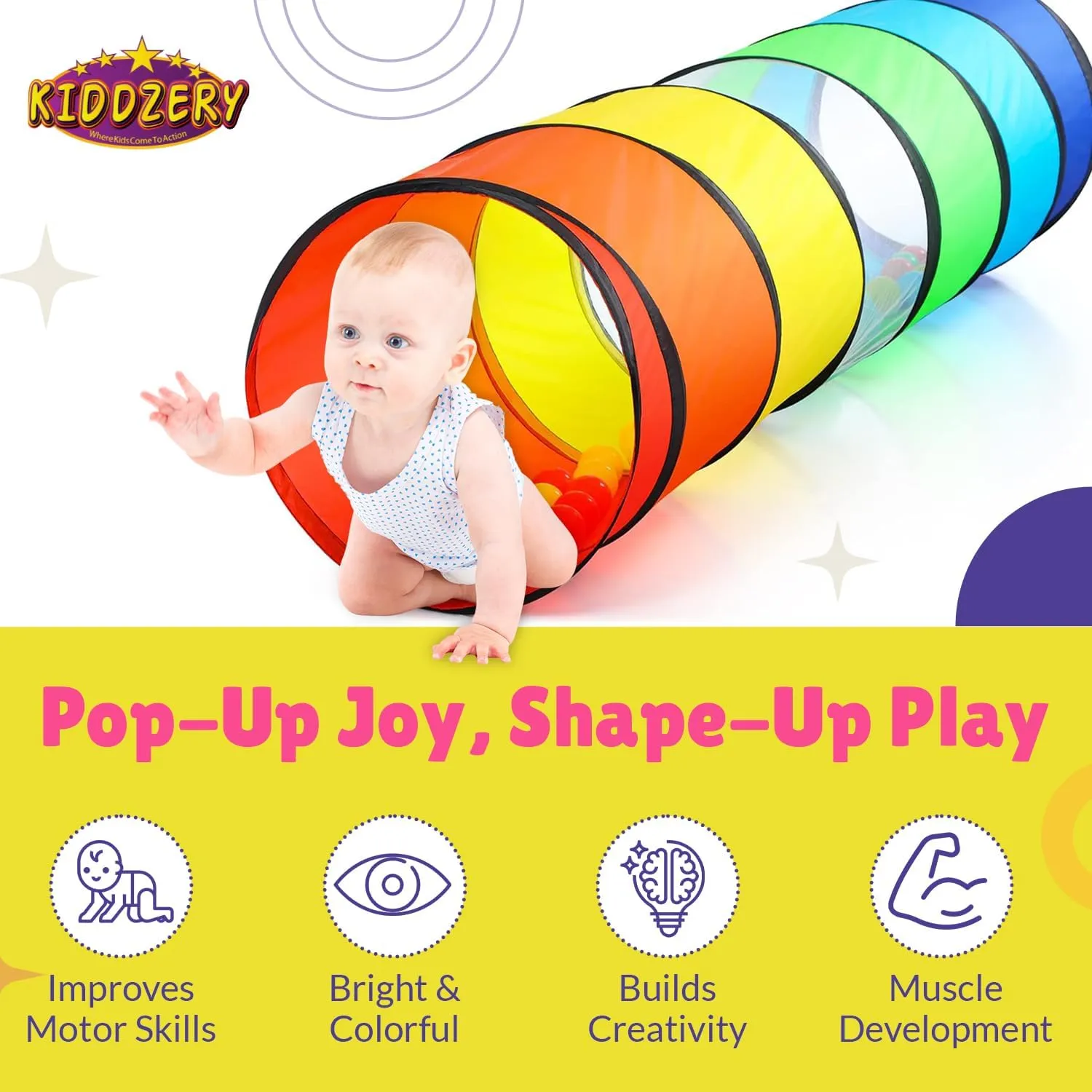 Kids Play Tunnel Set for Toddlers Double Tunnels for Indoor and Outdoor Fun | Pop-Up Crawl Tunnels for Babies, Toddlers, and Pets | Easy to Set Up, Store, and Transport | Durable and Breathable