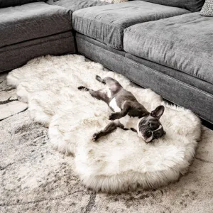 Paw Brands, PupRug™ Runner Faux Fur Memory Foam Dog Bed - Curve White