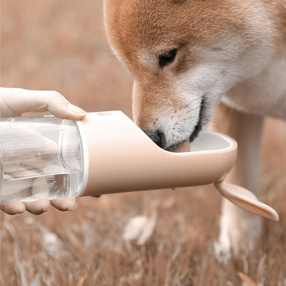 PAWS ASIA Factory Portable Travel Multi Use 2 In 1 Dog Food Pet Water Bottle For Drinking 400 ML