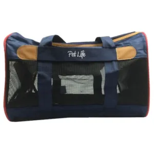 PET LIFE®, Lightweight Collapsible Pet Carrier  [Airline Approved/Tote/Shoulder Strap]