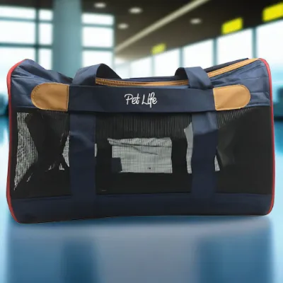 PET LIFE®, Lightweight Collapsible Pet Carrier  [Airline Approved/Tote/Shoulder Strap]
