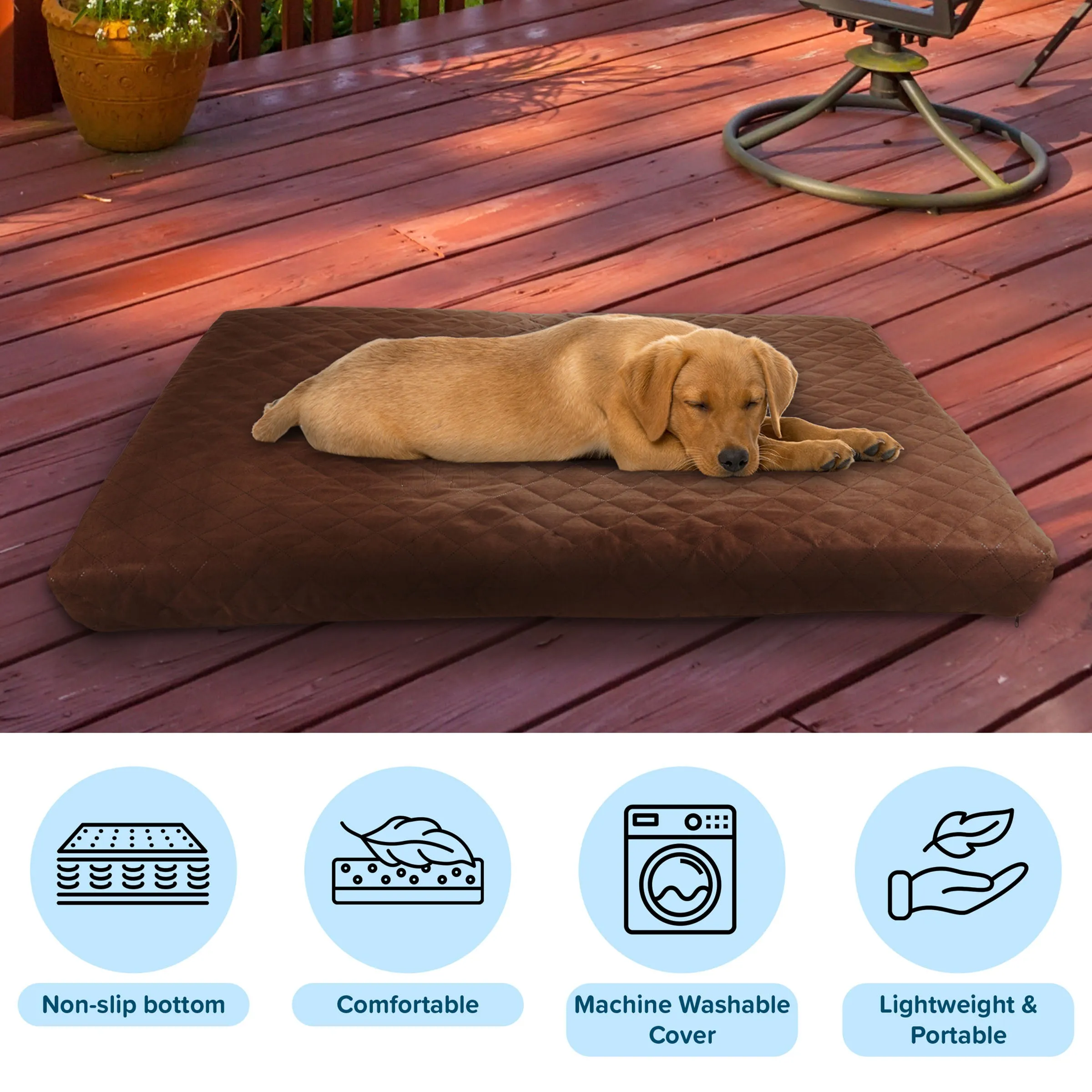 PETMAKER 36in Water-Resistant Dog Bed, Brown