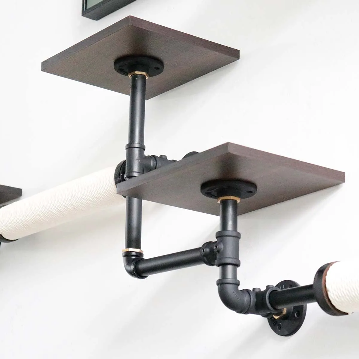 Smoky Rubber Wood Cat Shelves | Premium Wall-Mounted Cat Furniture Set