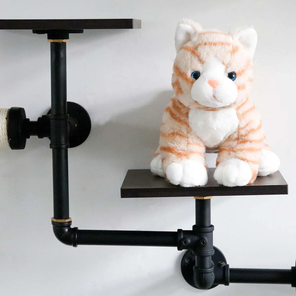 Smoky Rubber Wood Cat Shelves | Premium Wall-Mounted Cat Furniture Set