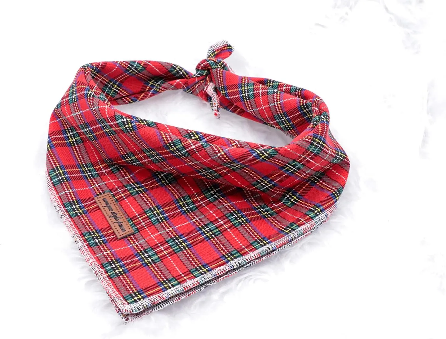 Unique style paws Dog Bandana, Christmas Plaid 1PC Washable Square Dog Scarfs for Small Medium Large Dogs Adjustable Dogs Bib Scarfs for Girl or Boy Dogs