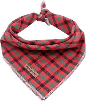 Unique style paws Dog Bandana, Christmas Plaid 1PC Washable Square Dog Scarfs for Small Medium Large Dogs Adjustable Dogs Bib Scarfs for Girl or Boy Dogs